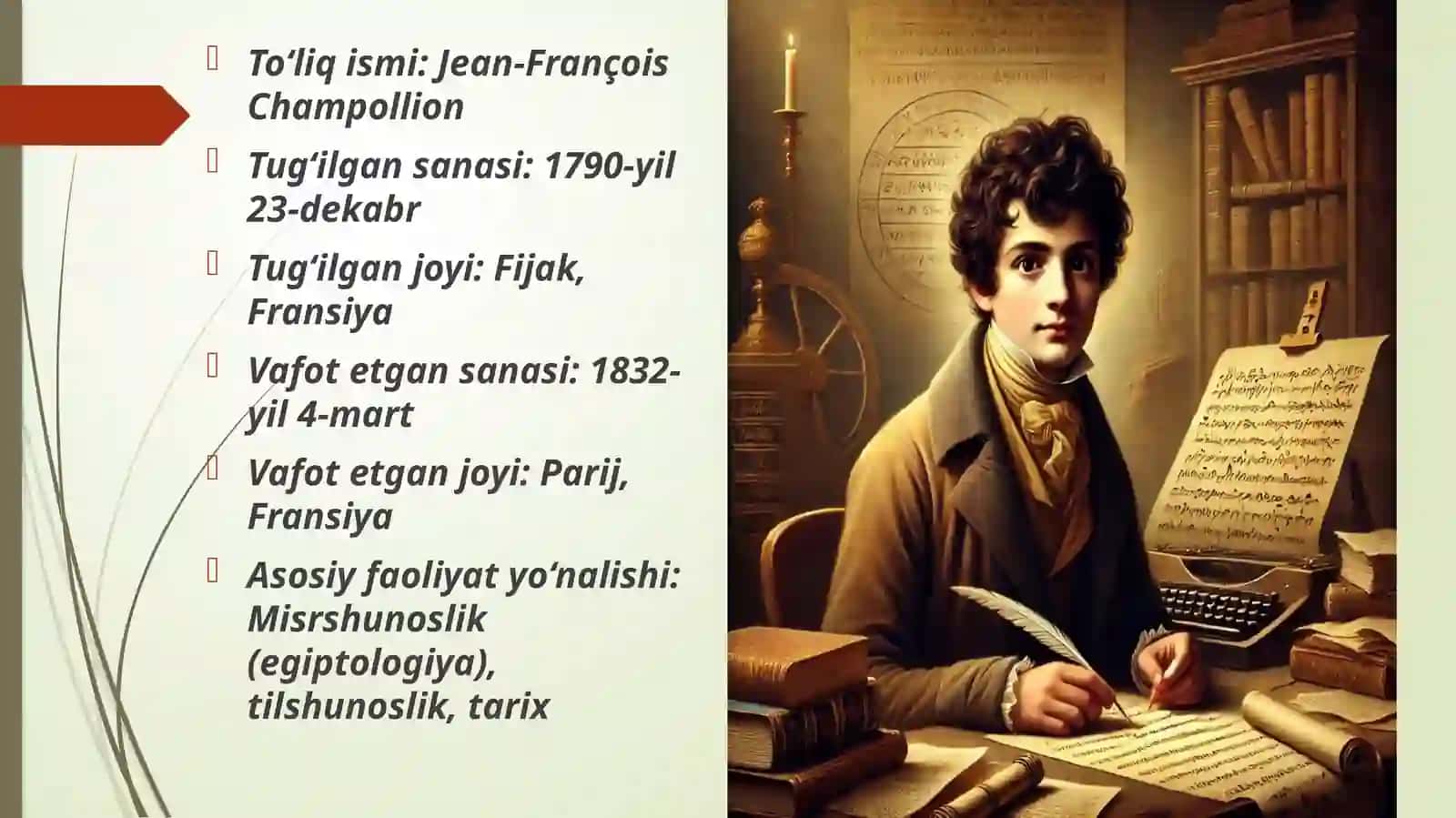 Jean-François Champollionning iyerogliflarni o‘qish sohasidagi ilmiy yutuqlarining ahamiyati 2