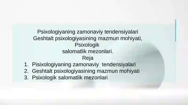 Pisixologiya fanidan mustaqil ta'lim topshirig'i 2