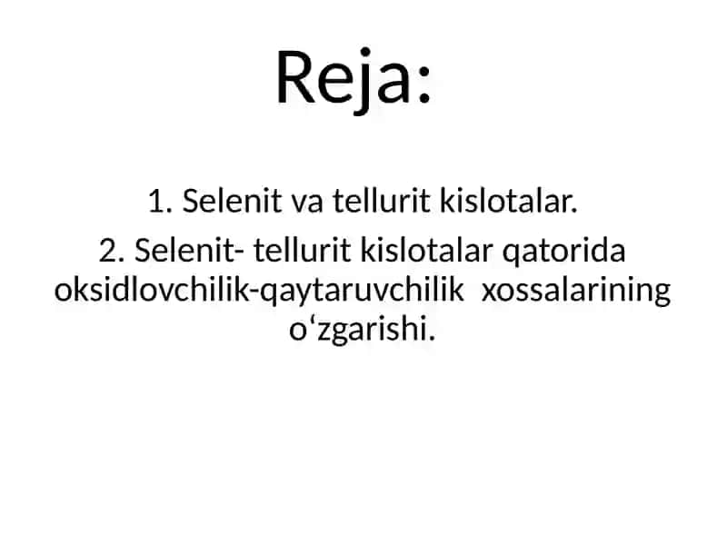 Selenit-tellurit kislotalar 2