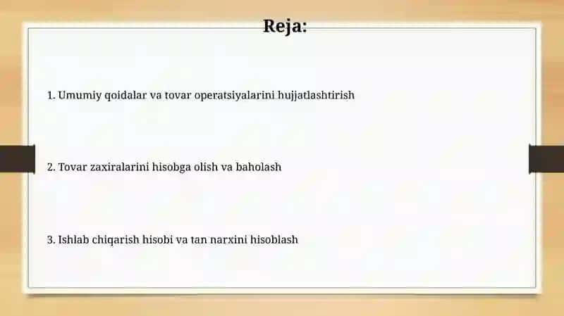 Umumiy ovqatlanish korxonalarida tovar operatsiyalari hisobining xususiyatlari 2