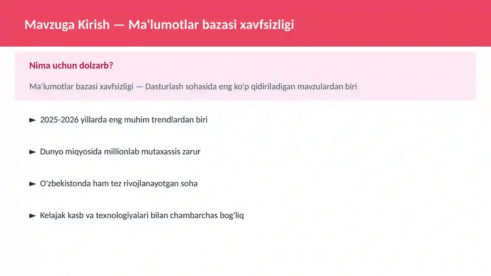 Ma'lumotlar bazasi xavfsizligi 2