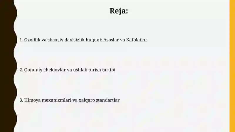 Ozodlik va shaxsiy daxlsizlik huquqi 2