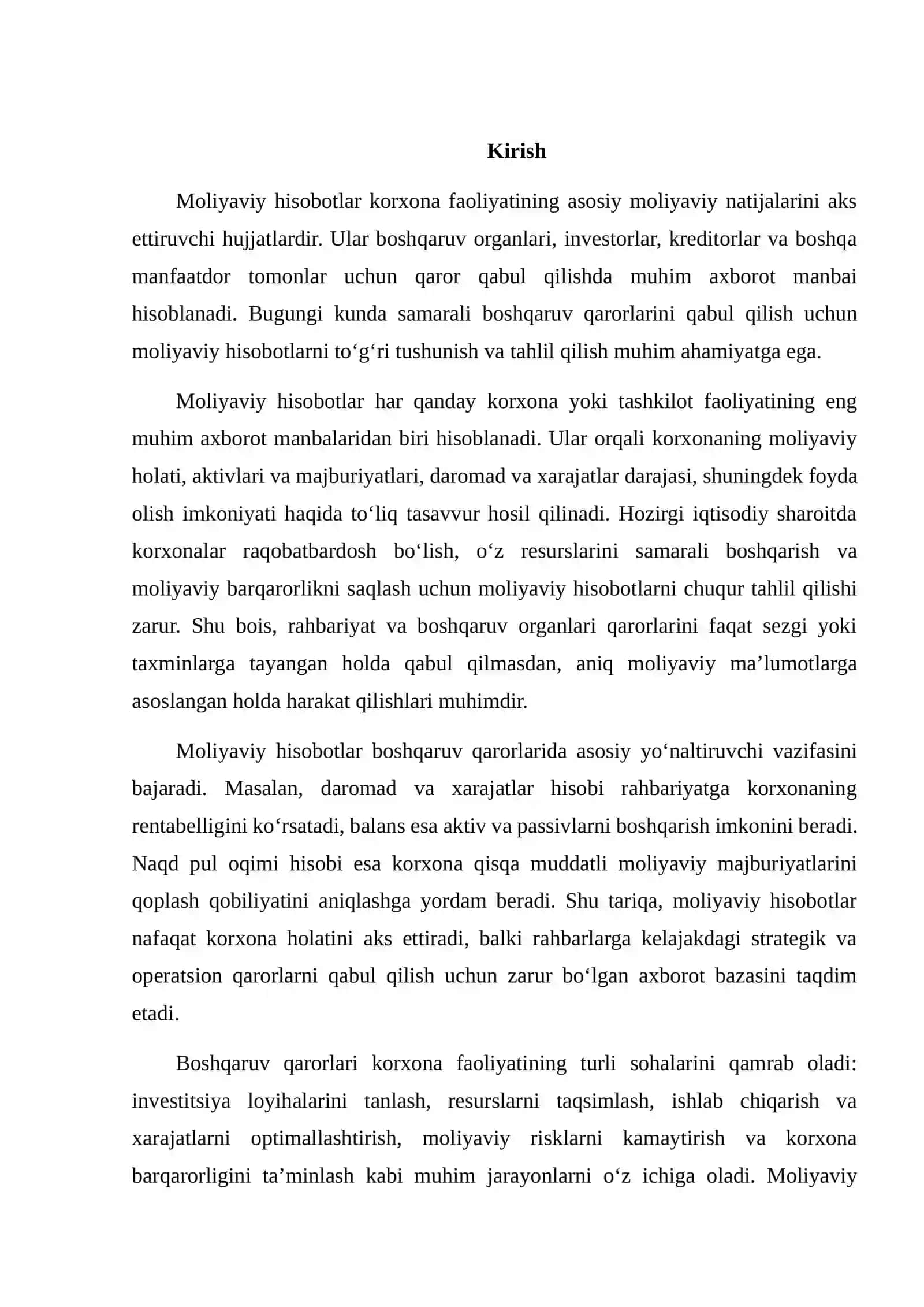 MOLIYAVIY HISOBOT ASOSIDA BOSHQARUV QARORLARINI QABUL QILISH 2