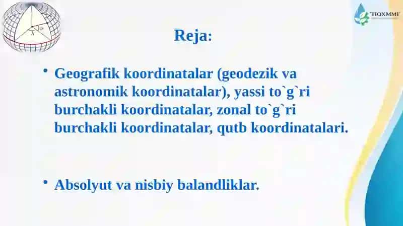 Geodeziyada Koordinatalar Sistema 2