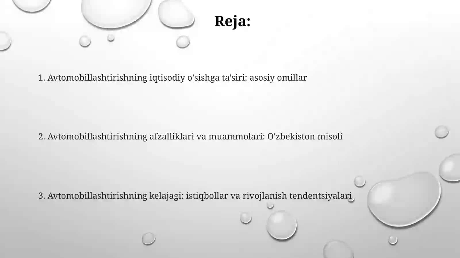 Avtomobillashtirish vauning iqtisodiy rivojlanishi 2