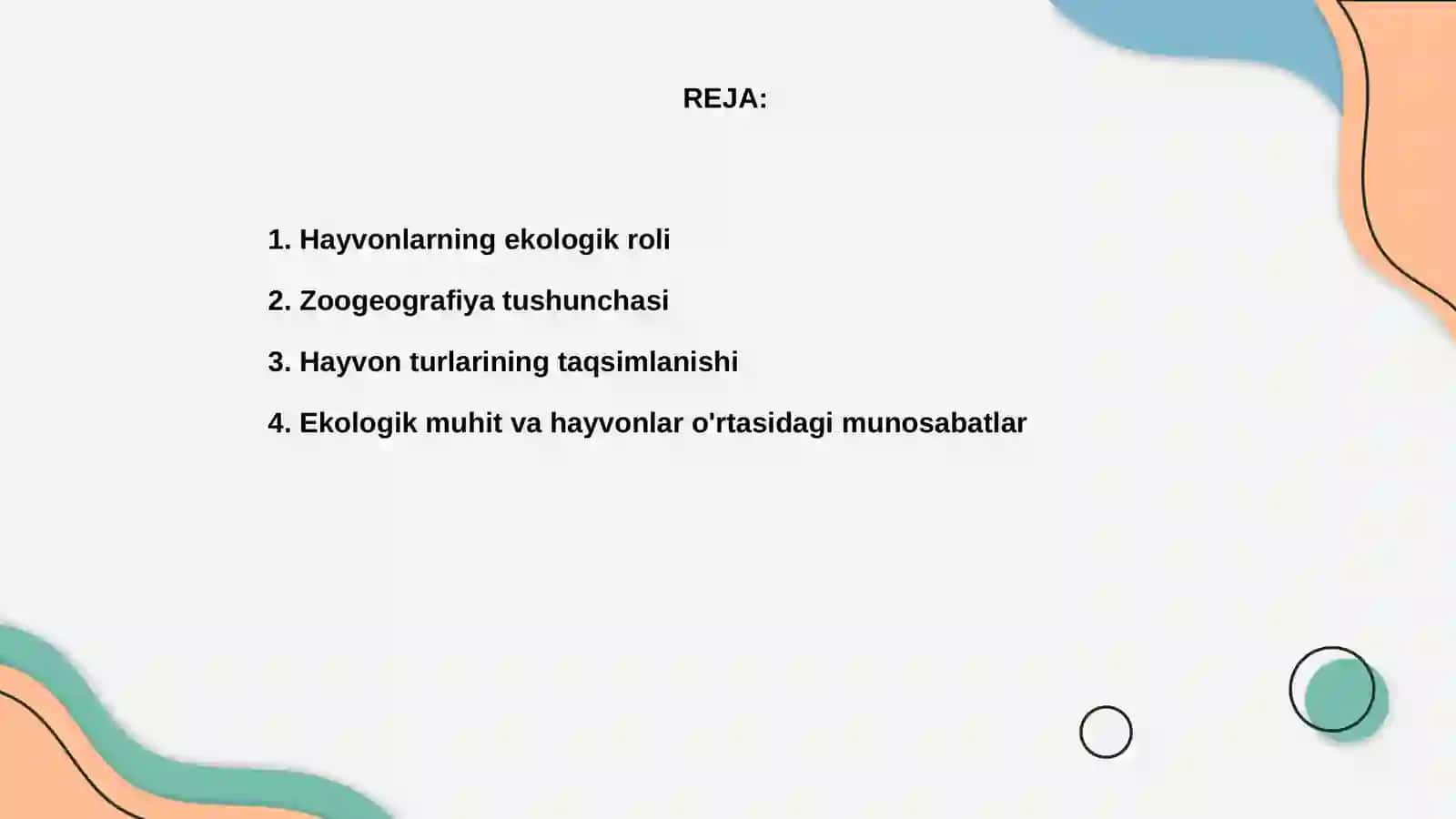 Hayvonlarning ekologik rollari va muhofaza qilish muammolari. Zoogeografiya asoslari 2
