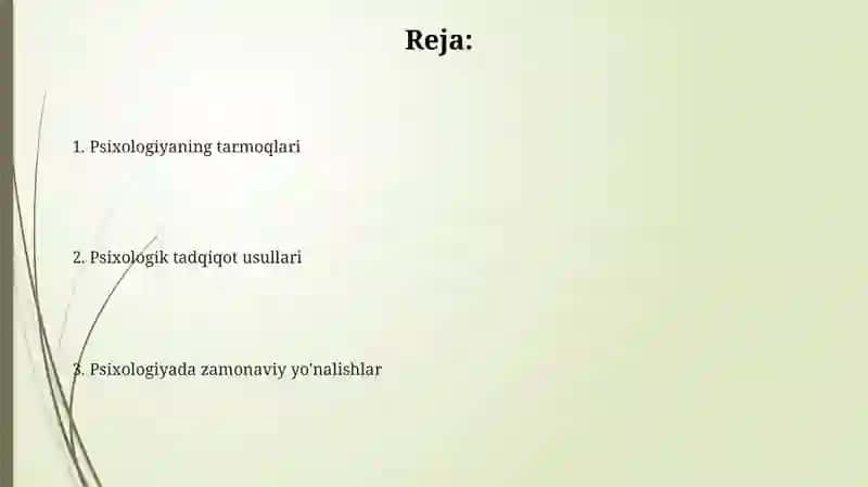 Psixologiya fanining sohalari va tadqiqot metodlari 2