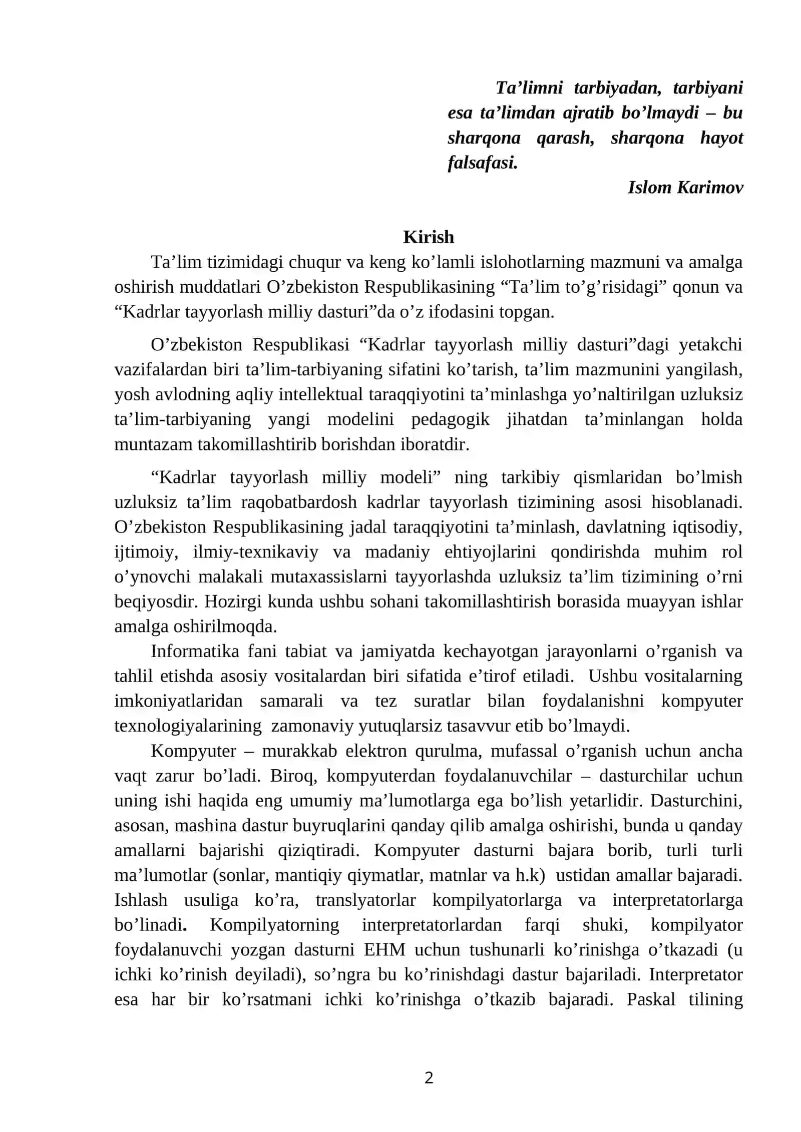 Paskal dasturlash tilida chiziqli dasturlar tuzish 2