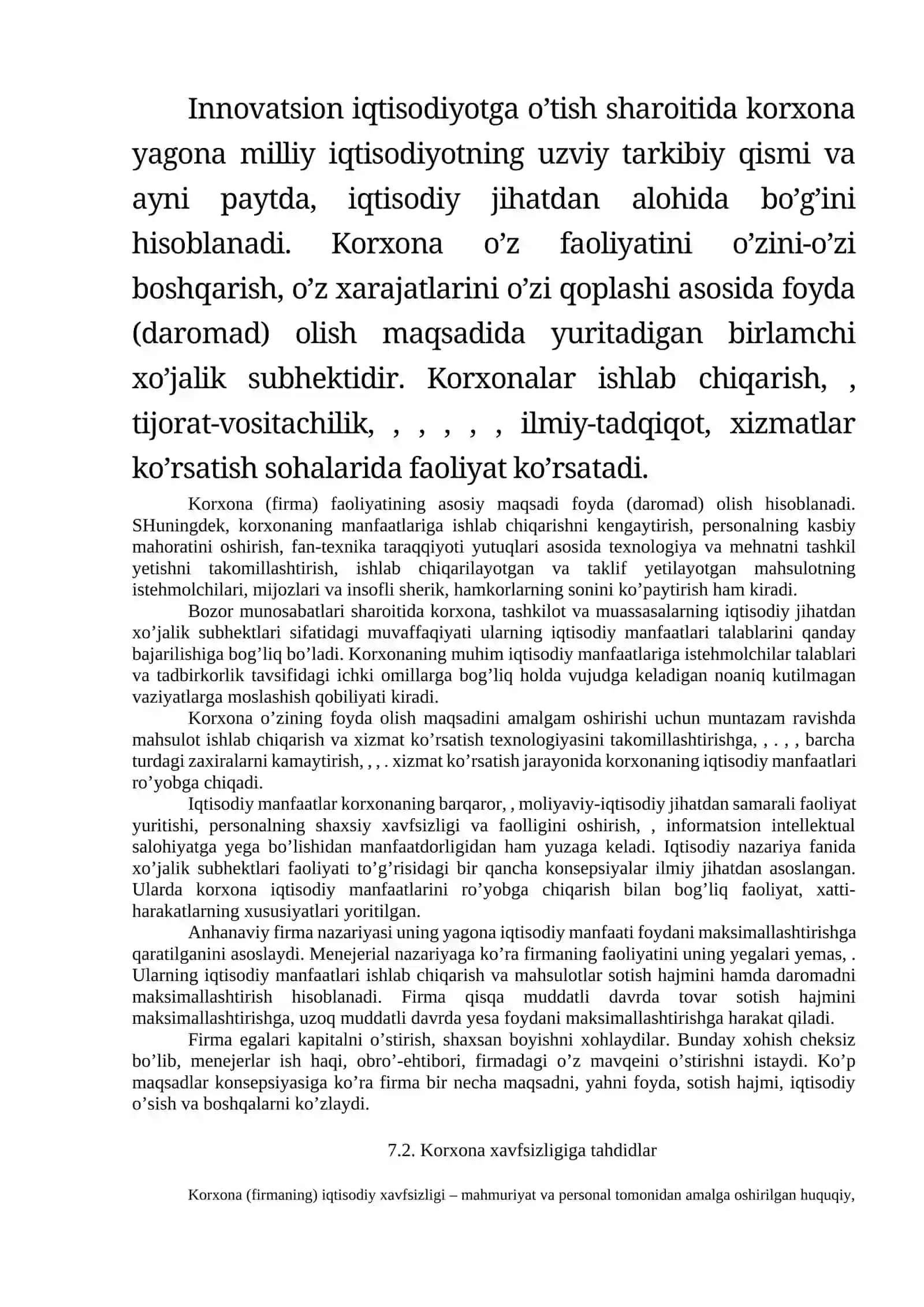 KORXONA (FIRMA)NING IQTISODIY XAVFSIZLIGINI TAHMINLASH 2