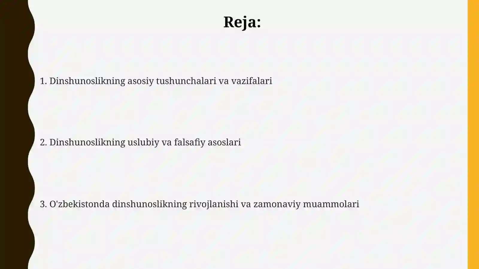 Dinshunoslik fanining predmeti va funksiyalari 2