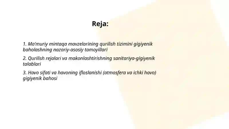 Maʼmuriy mintaqa mavzelarini qurilish tizimini gigiyenik baholash 2
