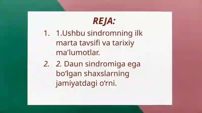 DAUN SINDROMI HAQIDA MA’LUMOT 2