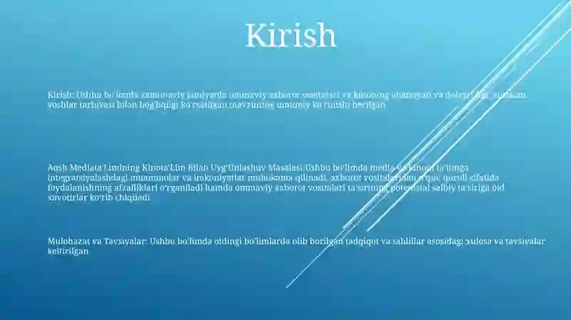 Aqsh Mediata'Limining Kinota'Lim Bilan UygʻUnlashuv Masalasi 2