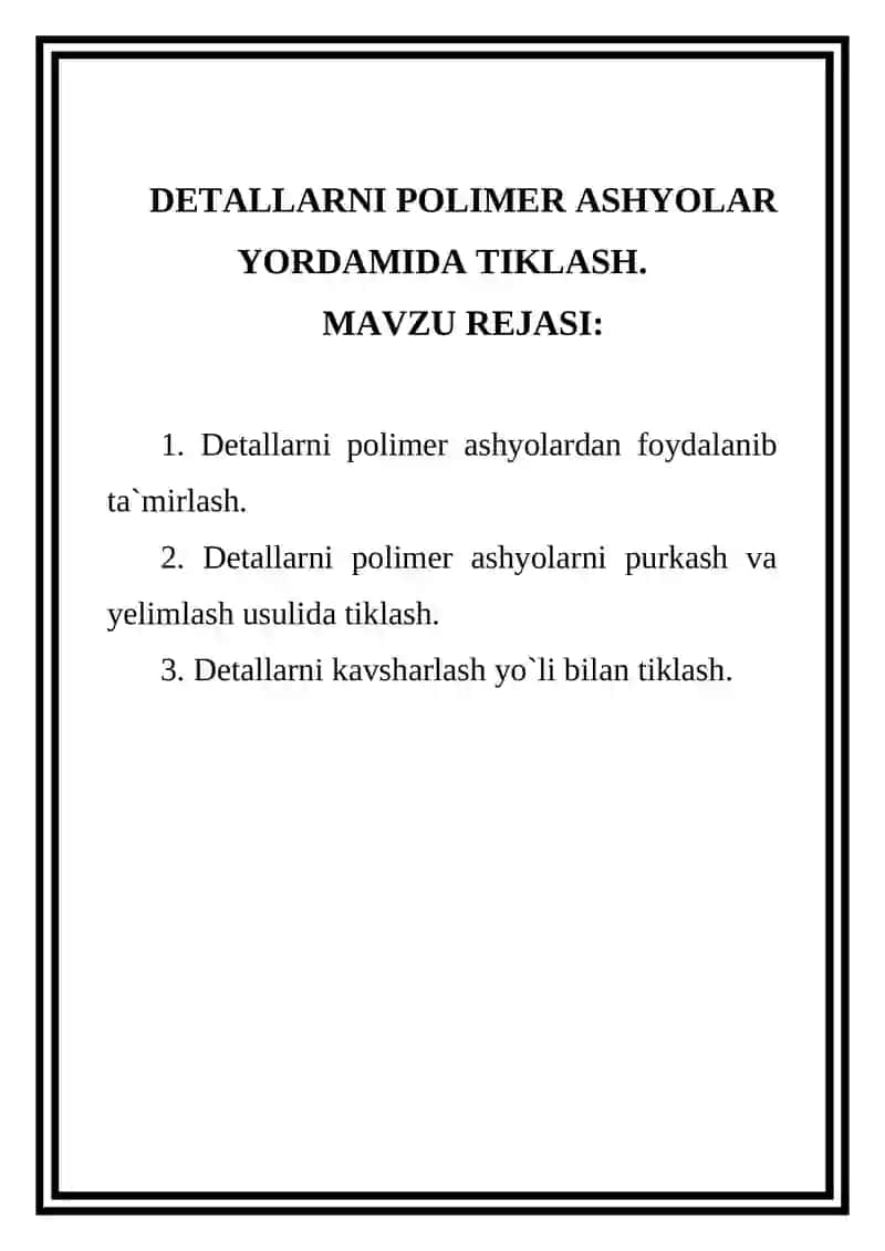 Detallarni polimer ashyolar yordamida tiklash 2