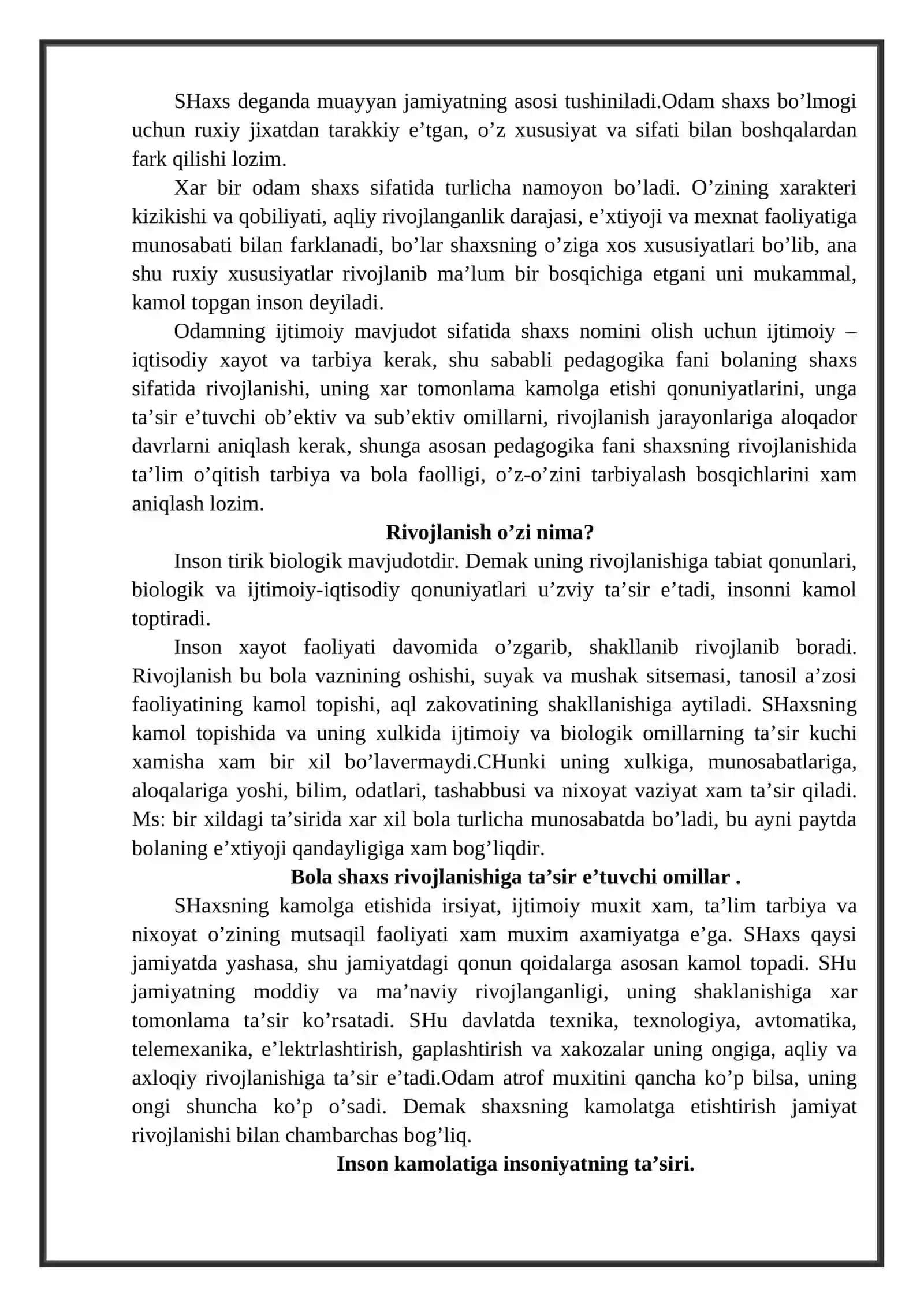Bola shaxsining rivojlanishiga ta'sir etuvchi omillar 2