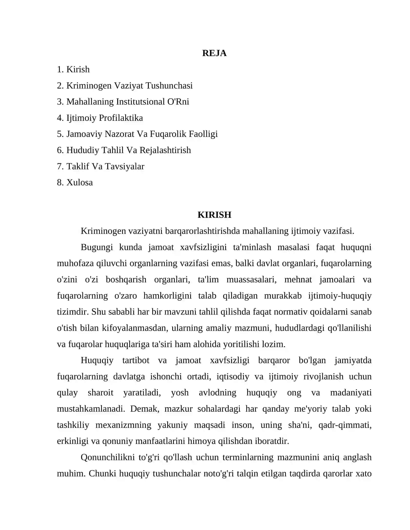 JINOYATCHILIK OSHGAN MAHALLALARDAGI KRIMINOGEN VAZIYATNI BARQARORLASHTIRISHDA MAHALLANING O'RNI VA ROLI 2