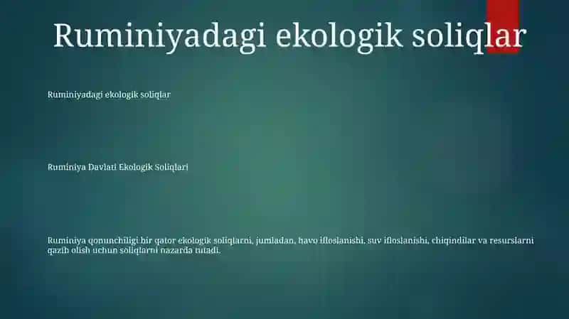 Ruminiya Davlati Ekologik Soliqlari 2