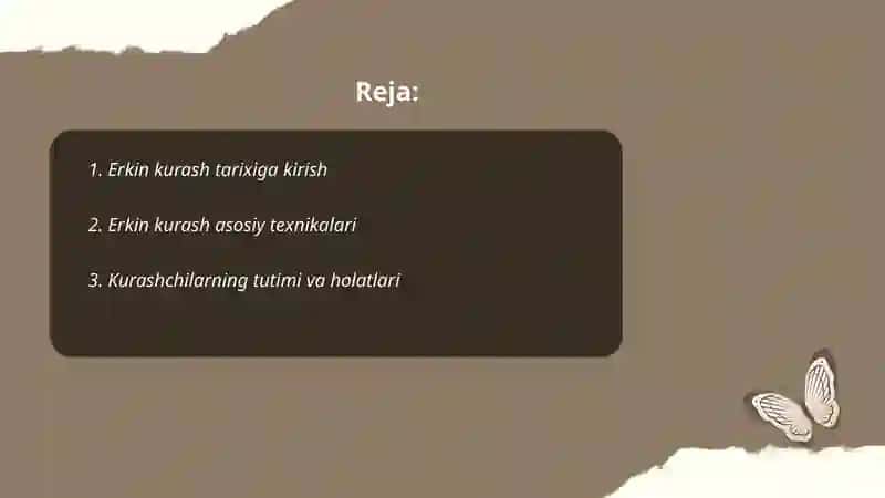 Erkin kurashda muayyan turi texnikasi va qoidalarini o'rgatish 2
