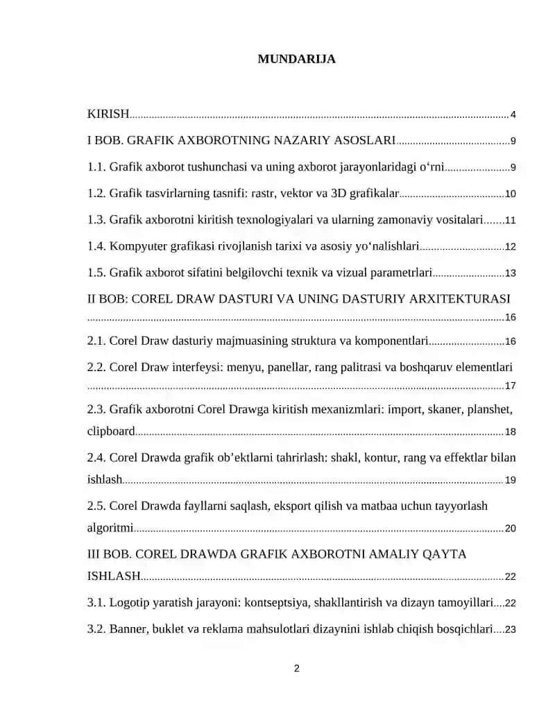 Grafik axborotlarni kiritish, taxrirlash va chiqarishning dasturiy vositalar:Corel Draw 2