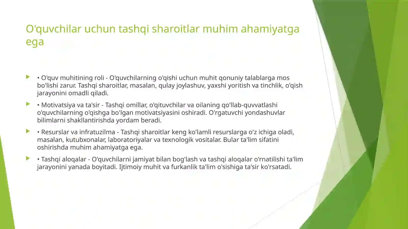Shifoxonalarda uzoq  davolanuvchi maktab o'quvchilarni samarali ta'limi uchun tashqi sharoitlar 2
