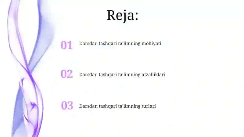 Darsdan tashqari ta’lim 2