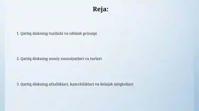 Qattiq disk qurilmasi va uning asosiy xususiyatlari 2