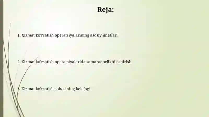Xizmatlar sohasida operatsiyalarni boshqarish 2