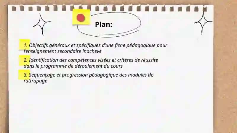 Fiche pédagogique pour l'enseignement secondaire inachevé 2