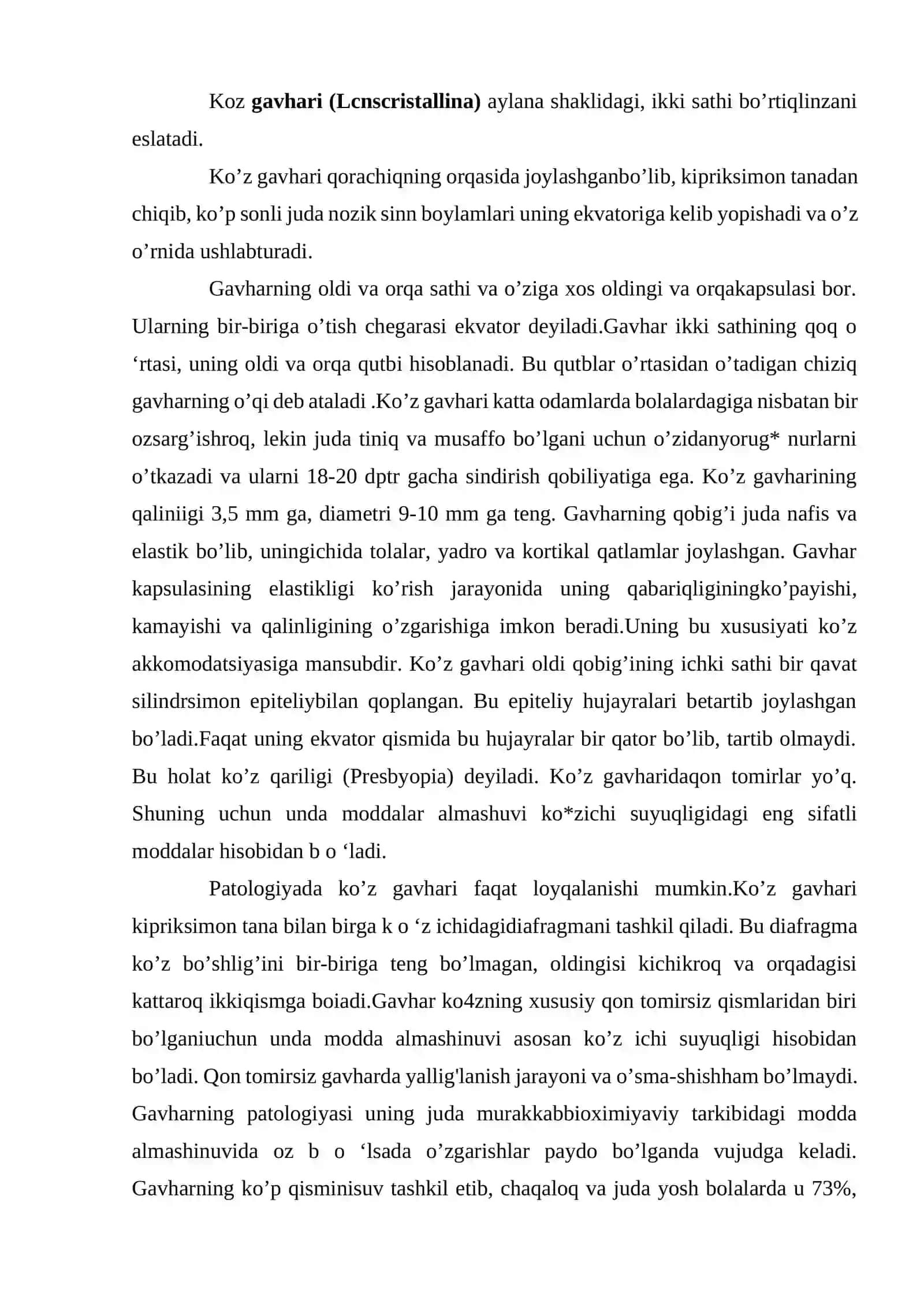 Ko’z gavharining patologiyasi 2