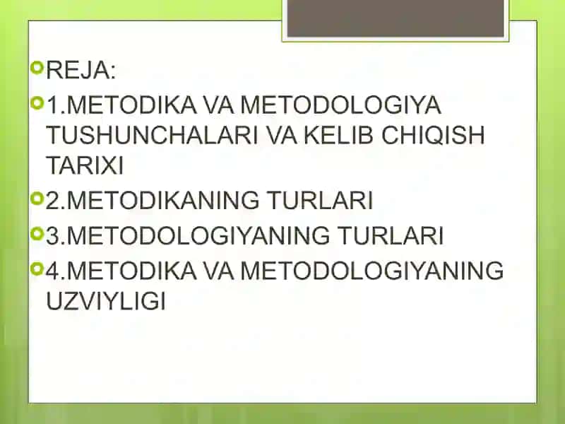 Metodika va Metodologiya 2