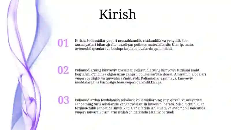 Poliamidsmolasining Olinishi. Kimyoviy Xossalari Va Ishlatilishi 2