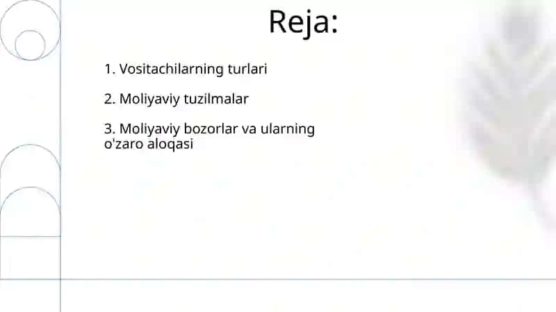 Moliyaviy tuzilmalar va boshqa vositachilar 2