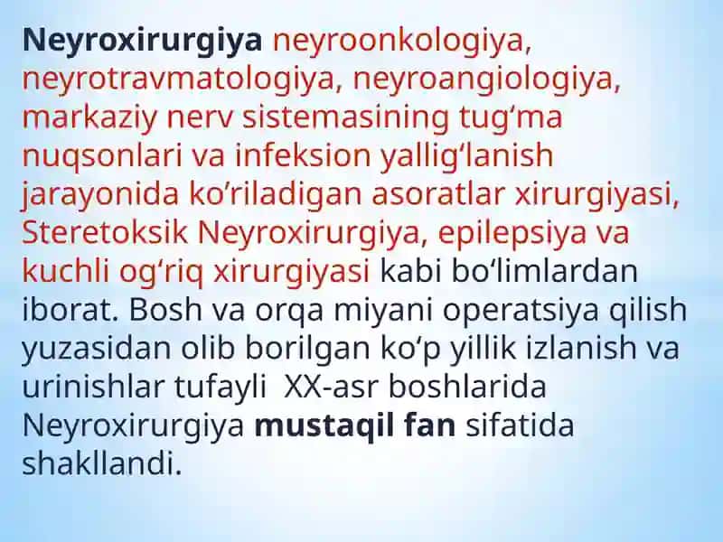 Neyroxirurgiyada qo'lgakiritilgan yutuqlar 2