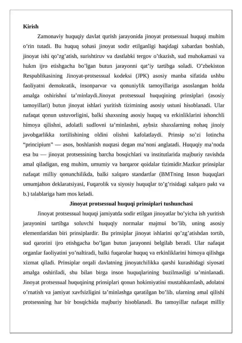 Jinoyat protsessual huquqi prinsiplari tushunchasi va turlari 2