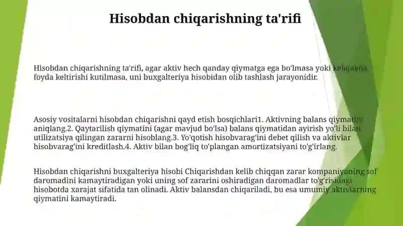Asosiy Vositalarni Hisobdan Chiqarishni Aks Ettirish Tartibi 2