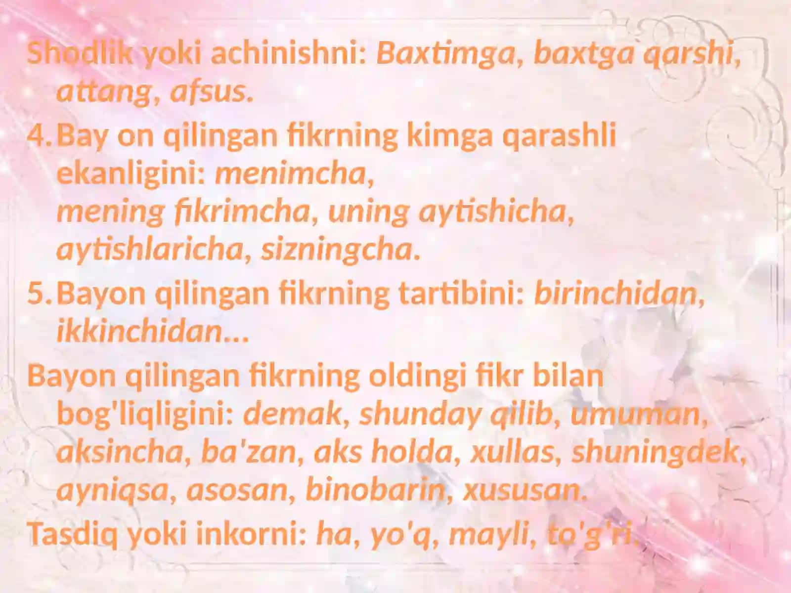 Kirish  sozlar va Kirish  birikmalar 2