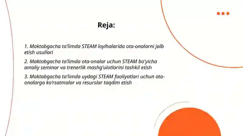 Maktabgacha talimda STEAM texnologiyasida ota-onalar bilan hamkorlik ishlarini tashkil etish 2