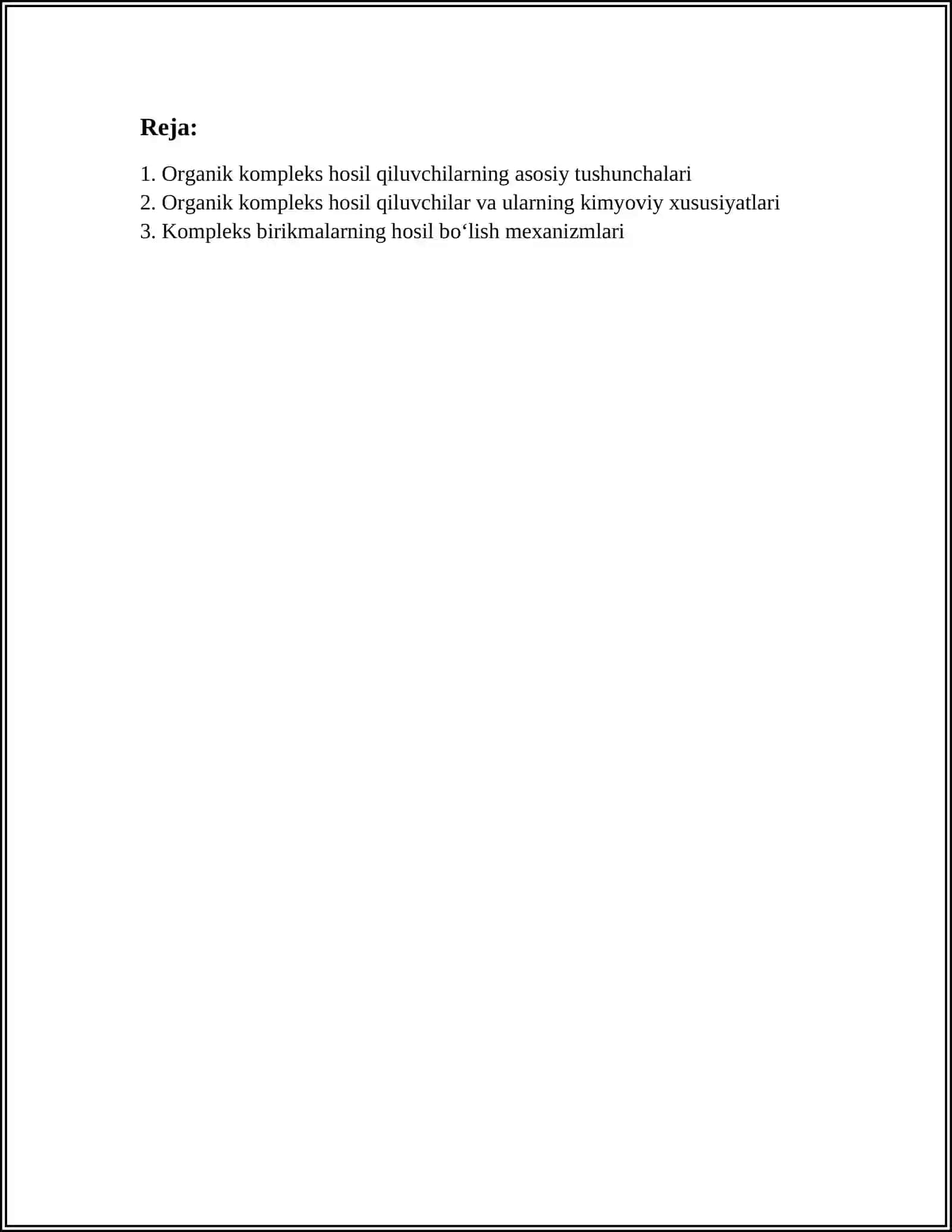 ORGANIK KOMPLEKS HOSIL QILUVCHILAR.ULARNING YUTUQ VA KAMCHILIKLARI TEXNALOGIYADA QOʻLLANILISHI 2