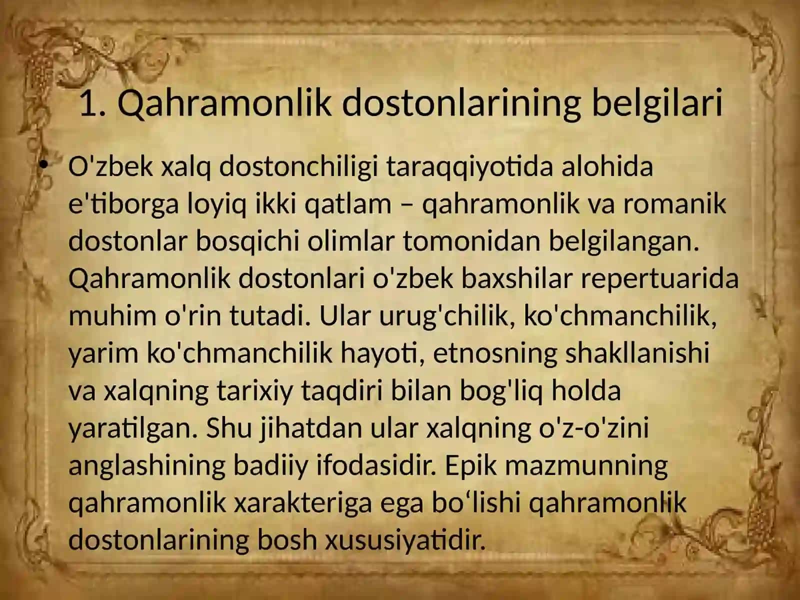 Qahromonlik Dostonlaring Goyaviy-Badiiy xususiyatlari 2