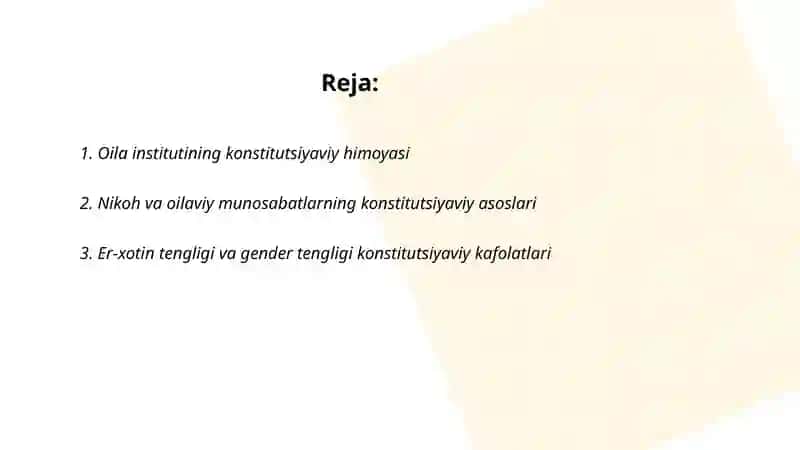 Oila, bolalar va yoshlarga oid konstitutsiyaviy huquqiy asoslari 2