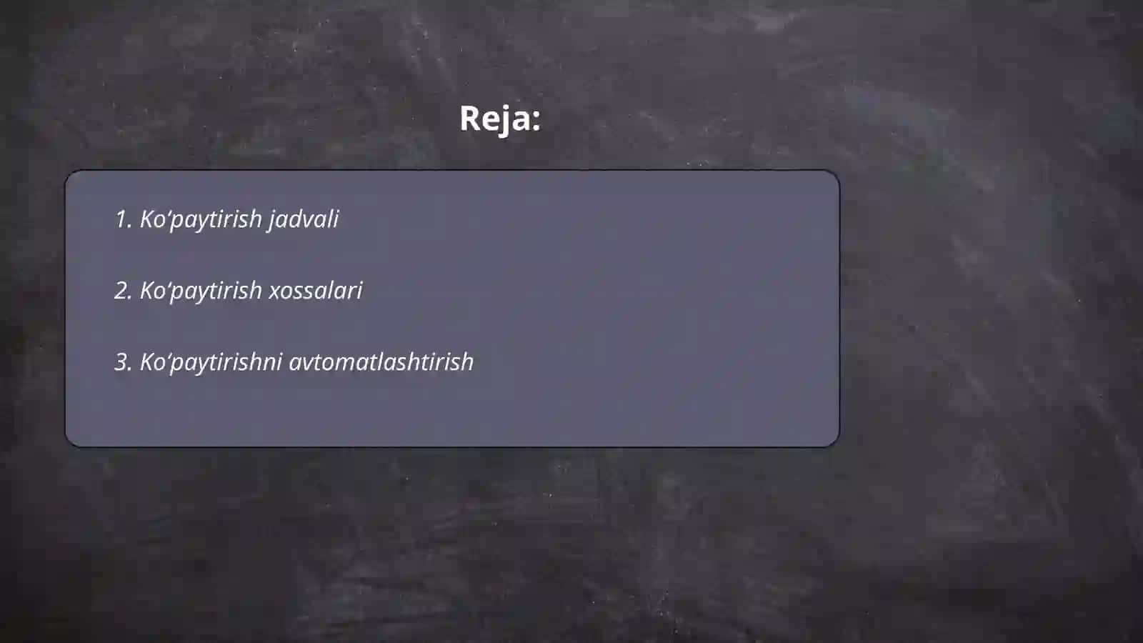 Koʻpaytirish jadvali 2