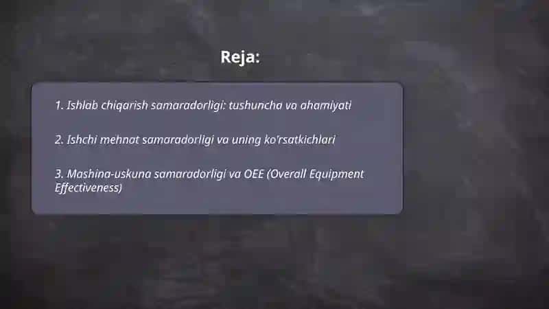 Ishlab chiqarish samaradorligi va uning korsatkichlari 2