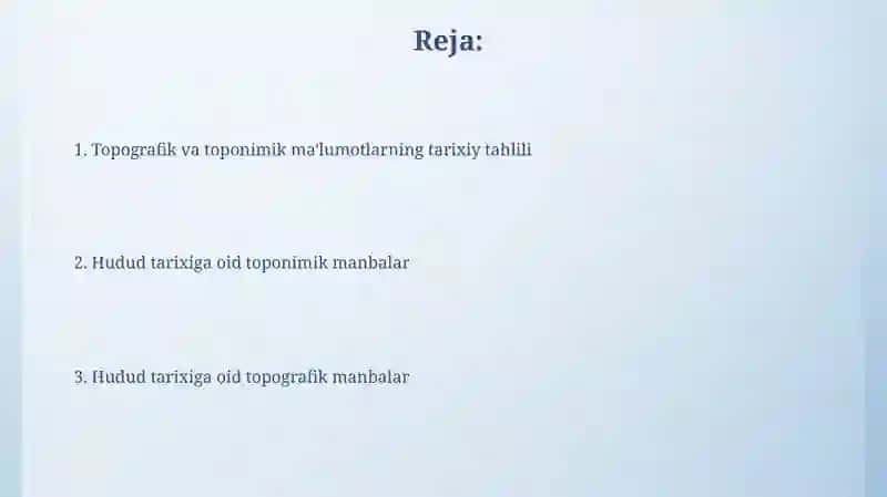 Oʻlka tarixiga oid Topografik va toponomik manbalar 2