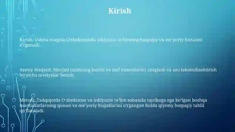 O'Zbekistonda Inklyuziv Ta'Limning Me'Yoriy - Huquqiy Bazani Tahlil Qilish 2