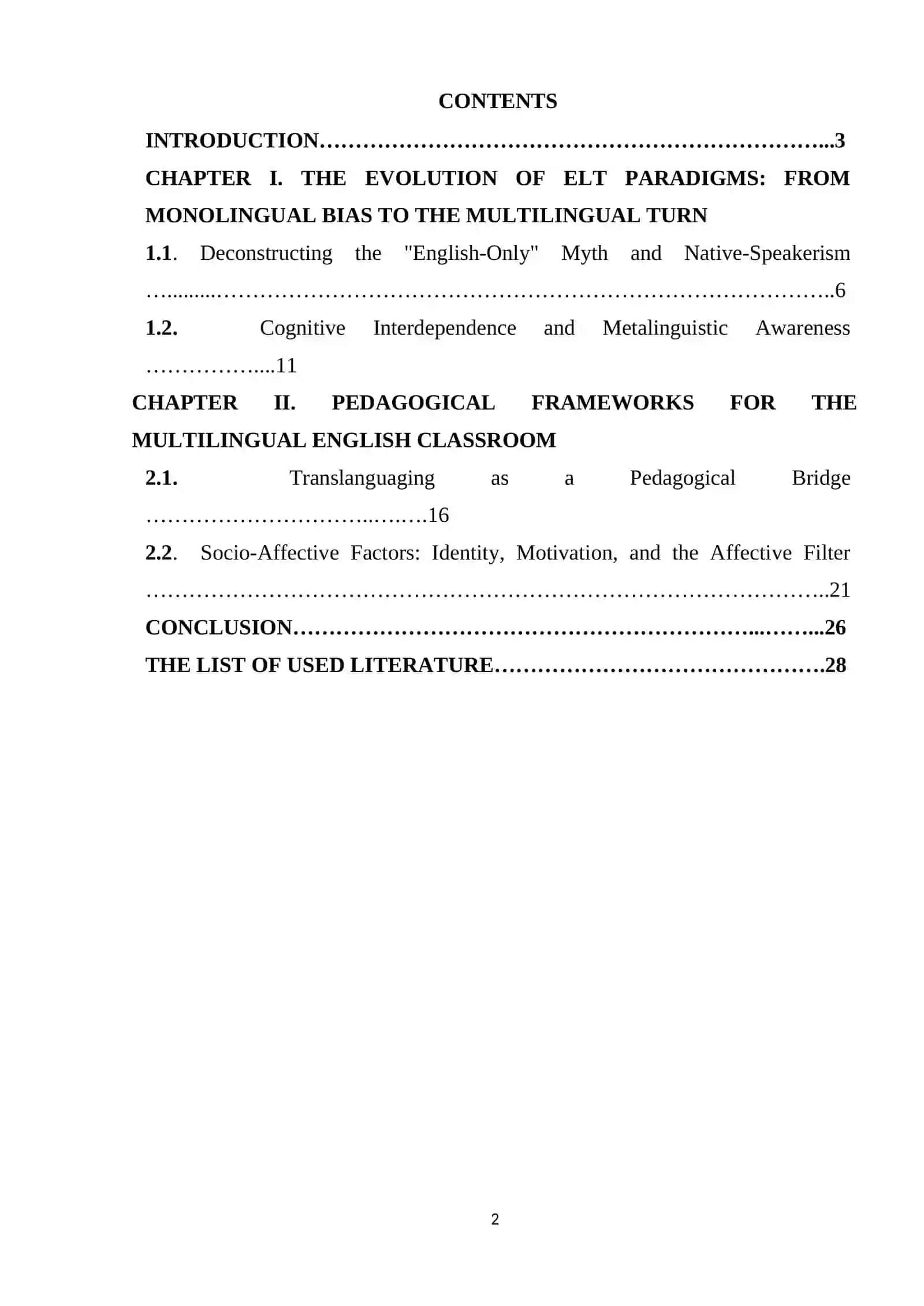 Course Work on "The Role of Multilingualism in Teaching English" 2