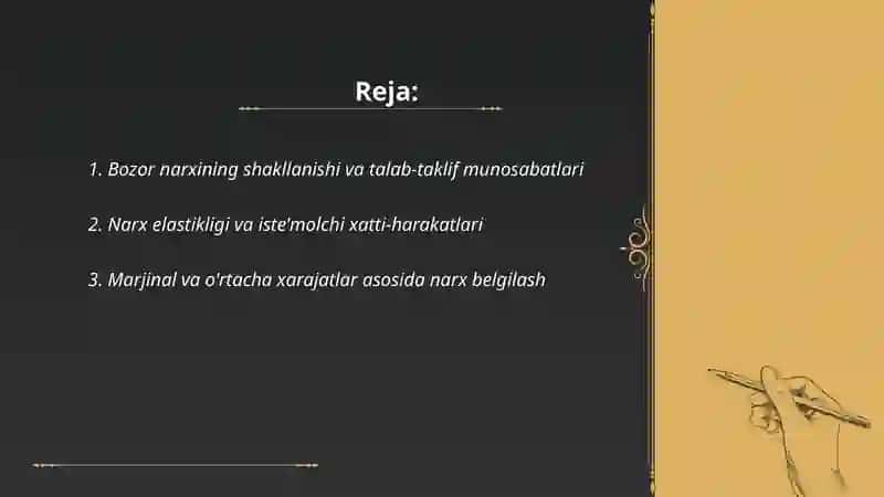Bozor hokimiyati sharoitida narx belgilash tamoyillari 2