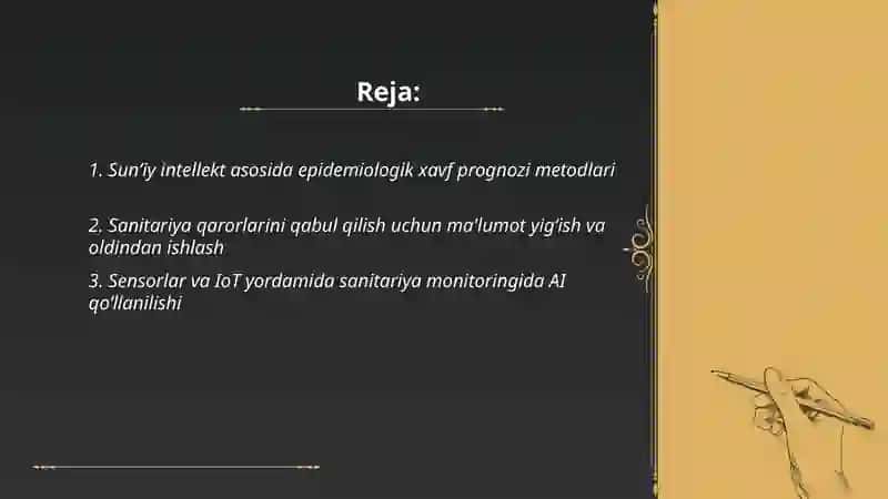 Sunʼiy intellekt asosida xavf prognozi va sanitariya qarorlarini qabul qilish 2