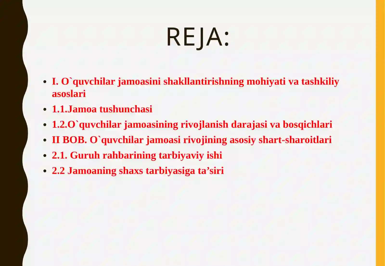 O'quvchilar jamoasining  o'ziga hosligi 2