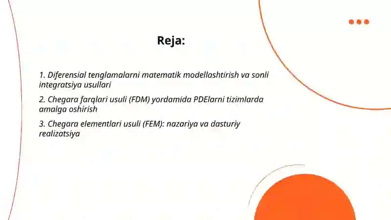 Mathematics modellashtirish, sonli tahlil usullarini tizimlarda amalga oshirish 2