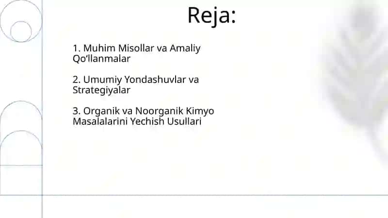 Organika va anorganikadan masalalar yechimi ishlanish usuli bilan 2